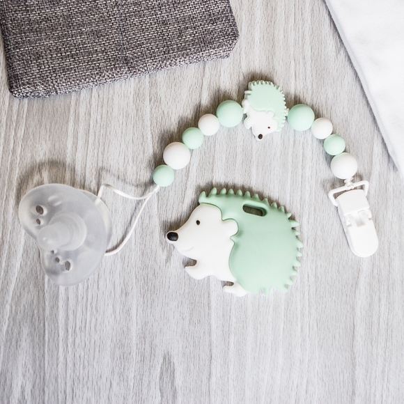 Green Hedgehog Teether, Non-Toxic Silicone Teether - Picture 6 of 8